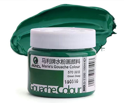 Гуашь 100мл Зелёный глубокий Maries №570