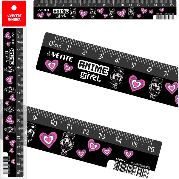 Линейка пластик 16см Anime Girl