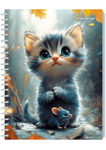 Тетрадь гребень  48л Котёнок, блёстки