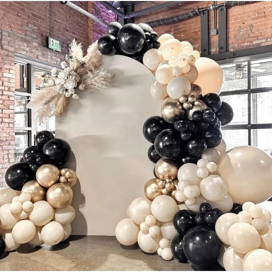 Шар возд для фотозоны Бежевый/золото/черный 120шт