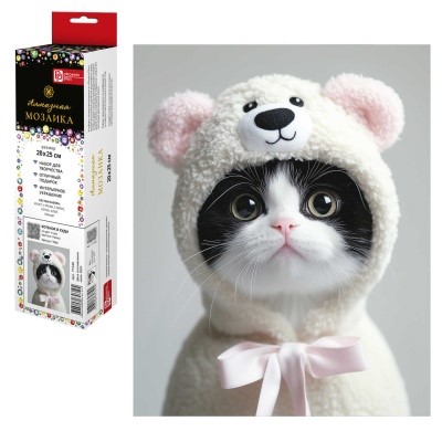 Алмазная мозаика б/подр. 20*25см Котёнок в худи