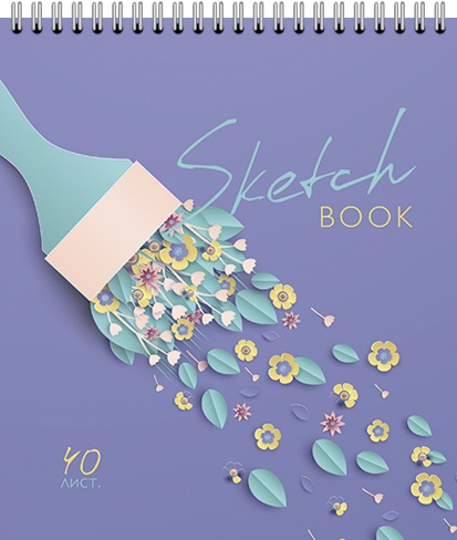 Скетчбук/гребень А5  40л Цветочки, 120гр