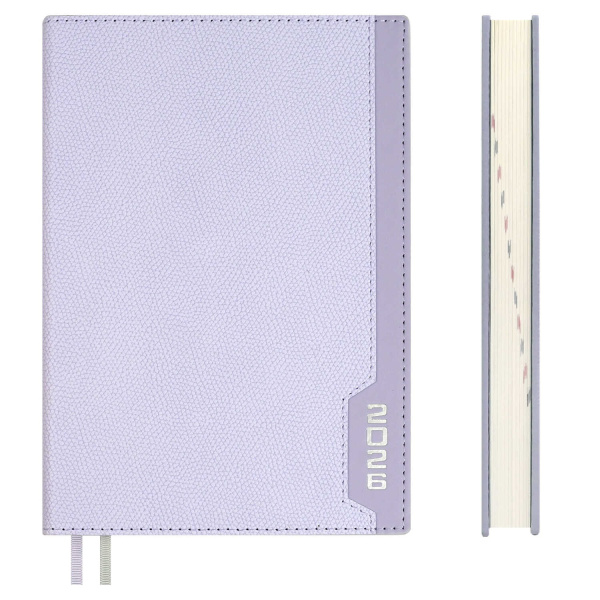 Ежедневник.2026г А5 7Бц Джут сиреневый, кожзам, фольга 176л