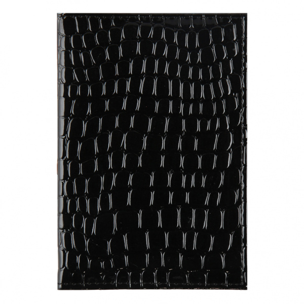 Обложка/паспорта "Croco" чёрная иск. кожа, лак, тиснение