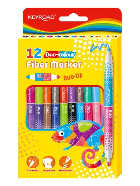 Фломастеры  двухсторонние 24цв.12шт Keyroad Duo