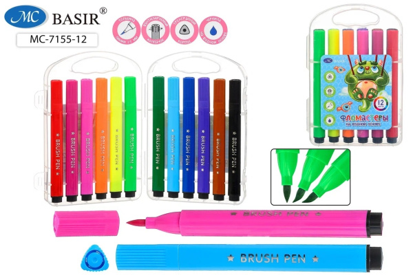Фломастеры-кисть 12цв Монстрики
