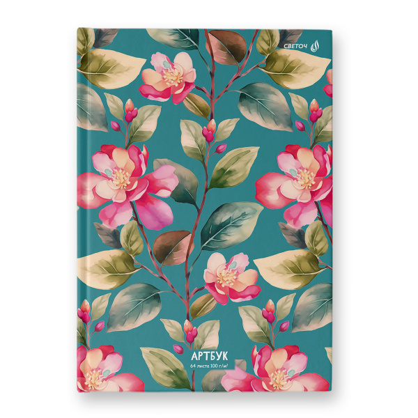 Скетчбук А4 7БЦ 64л Цветущий шиповник, выб.лак 100г/м2