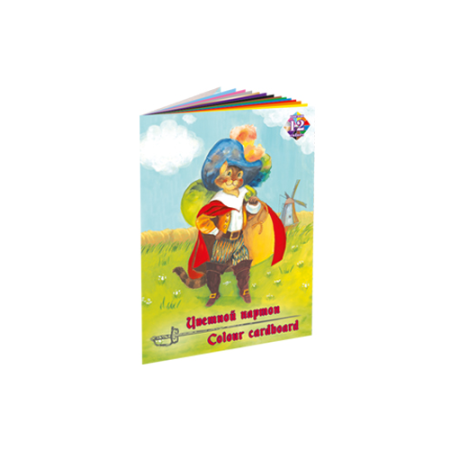 Картон цв. А4 12л(12цв) мелов. Кот в сапогах