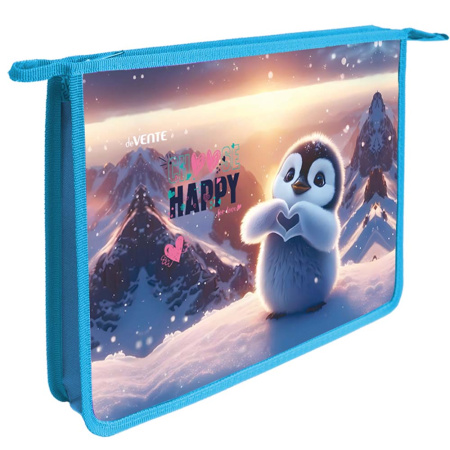 Папка д/тетр А4 на молнии  Happy Pinguin