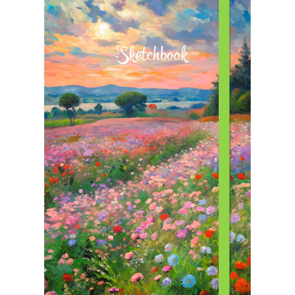 Скетчбук А5 7БЦ  80л Вдохновение, на резинке