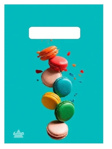 Пакет выруб.ручка 20х30=30мкм Печеньки Макарон (неусил.ручка)