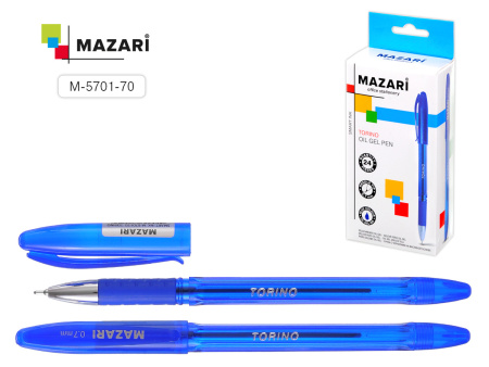 Ручка шарик. Mazari Torino 0,7мм синяя, масл.осн. игол. након