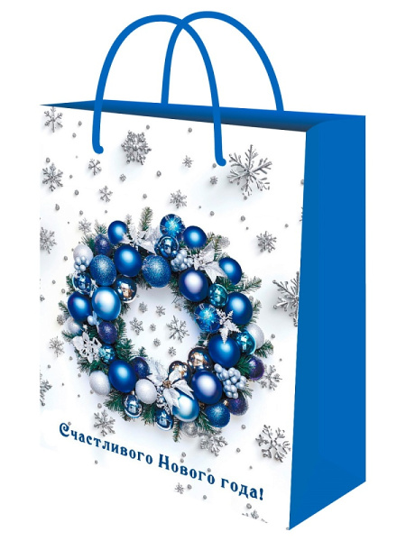 Пакет подарочный 18*23 Новогодний венок