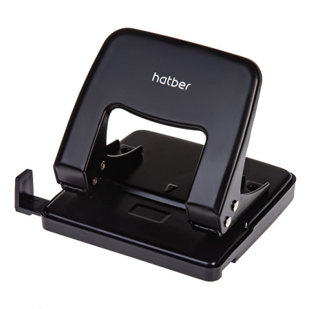 Дырокол 25л Record метал. чёрный с линейкой