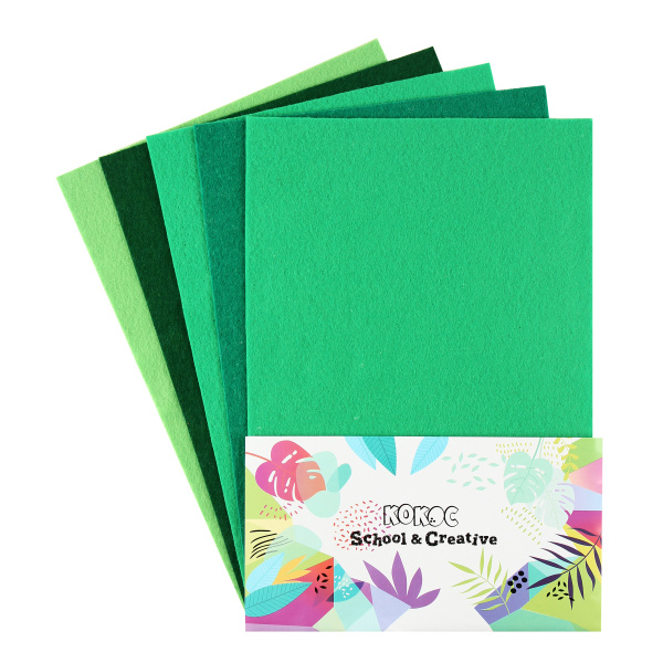 Фетр  5л (5цв)  Оттенки зеленого 1мм