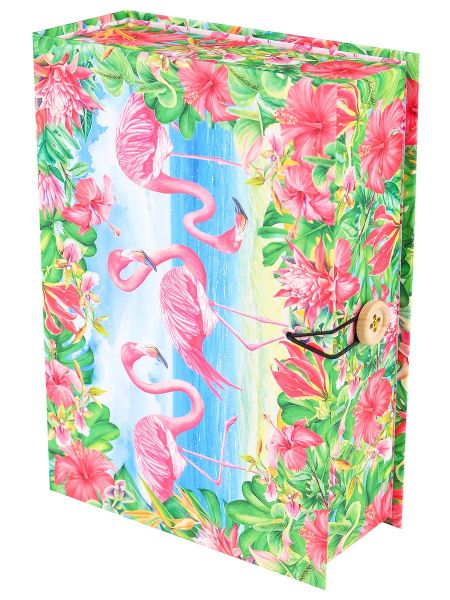 Коробка-книга подарочная 15*25*7см Фламинго