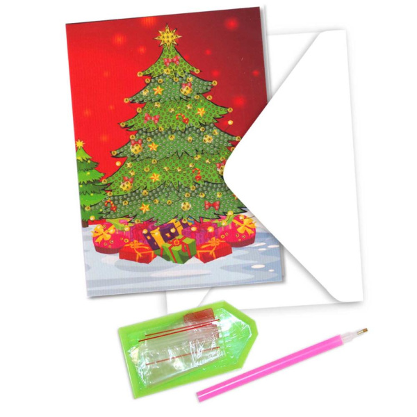 Алмазная мозаика Открытка 13*18см Ёлка