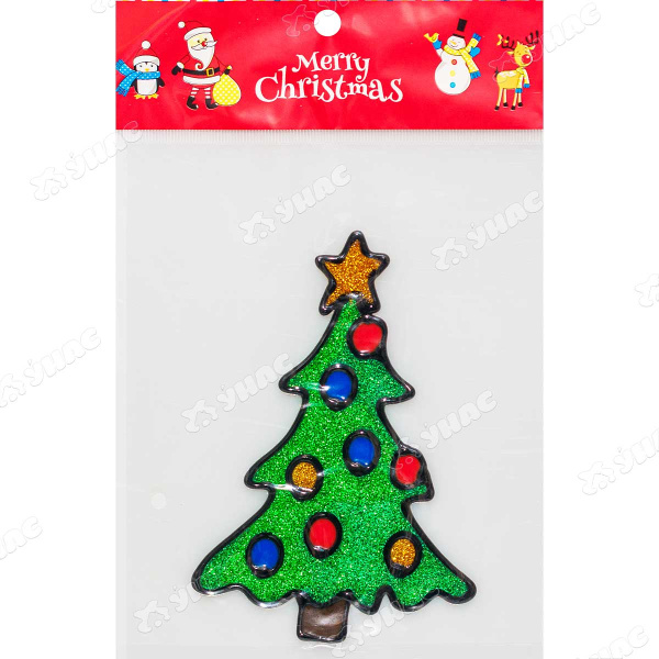 яНаклейки на окно  Елочка с шариками 15см