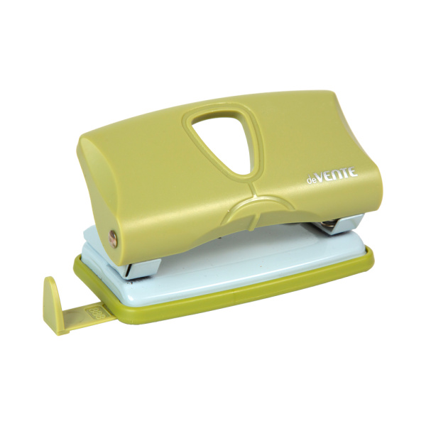 Дырокол 10л SigNature оливковый, с линейкой