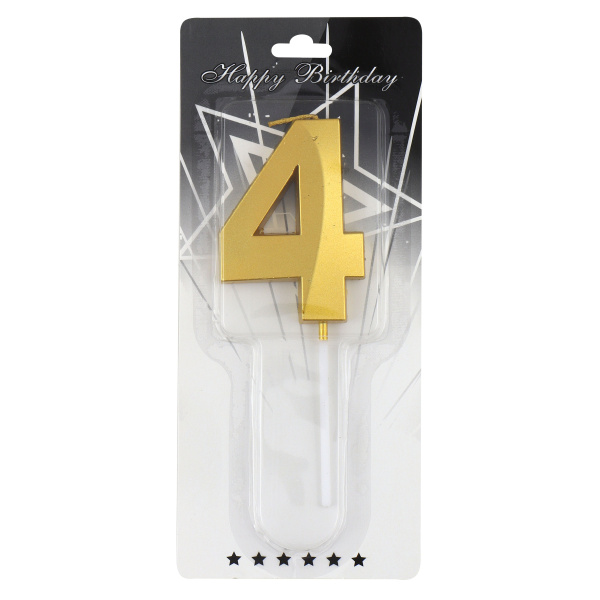 Свеча д/торта цифра Золото "4"  7см