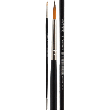 Кисть синтетика  № 3 круглая, удлин. дерев. ручка