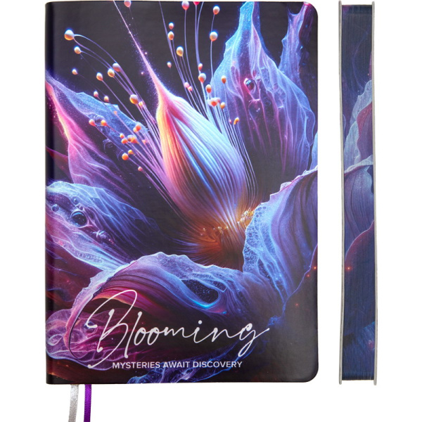 Ежедневник А5 Мягк.обл. Blooming фиолетовый цветок, иск.кожа, 160