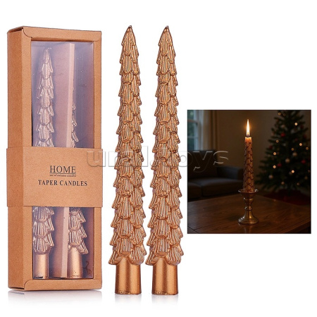 Набор свечей восковых (золото, бронза) в ассорт., в коробке 2шт