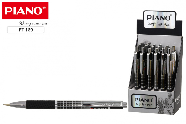 Ручка шарик.авт. Piano Клеточка масл.осн.,резин.держ., синяя