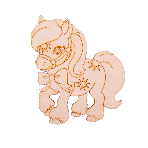 Заготовка для декорирования Лошадка с бабочкой, фанера 8*9см