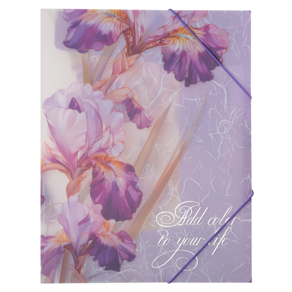 Папка на резинках Ирисы, фольга, волокнистая структура