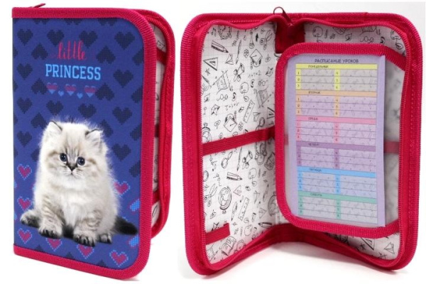 Пенал 1отд. большой/д с планкой Котёнок в сердечках, MAX