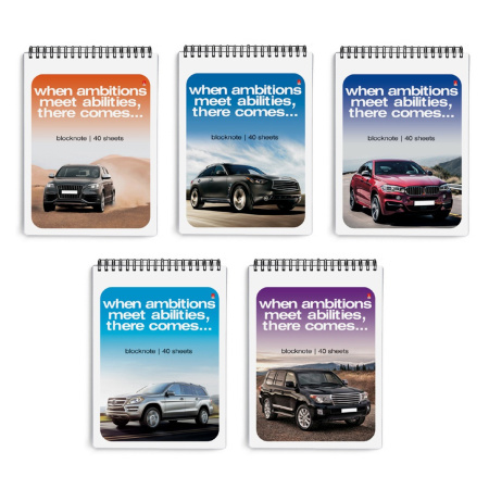 Блокнот/гребень А6 40л Машины, 5 видов