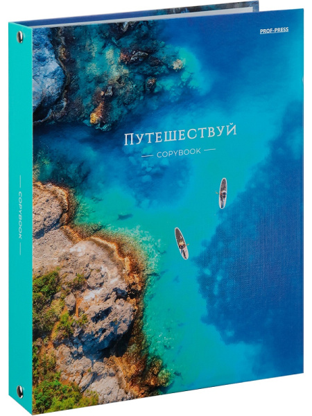 Тетрадь блок/кольцах  80л Путешествуй, лён