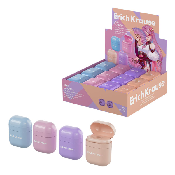 Точилка пластик с контейнером  1отв. Case Manga