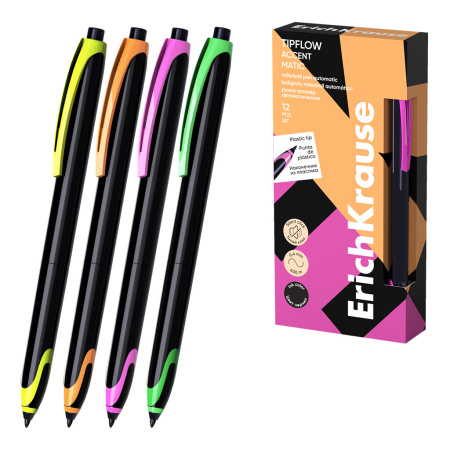 Ручка-роллер авт. EK TipFlow Matic Accent, чёрный 0,5мм