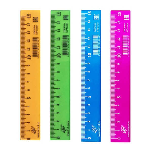 Линейка пластик 15см тонир., прозрач.