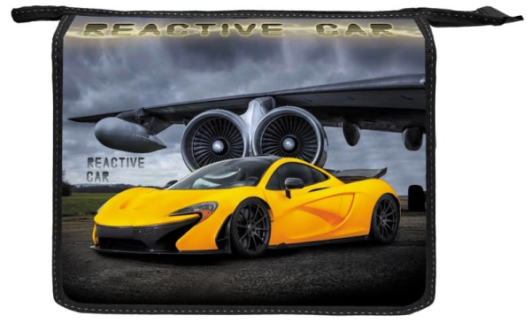 Папка д/тетр  А5  на молнии  Реактивное авто, металл+объём