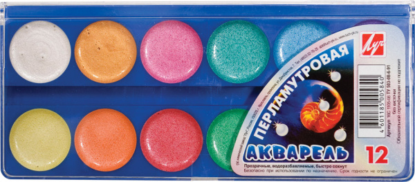 Краски акв. Фантазия 12цв. перламутровая пластик. уп