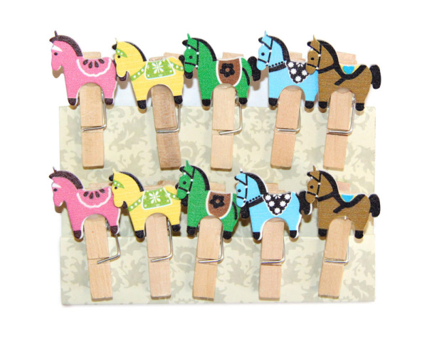 Зажим-прищепка Лошадки, 10шт  35мм АКЦИЯ