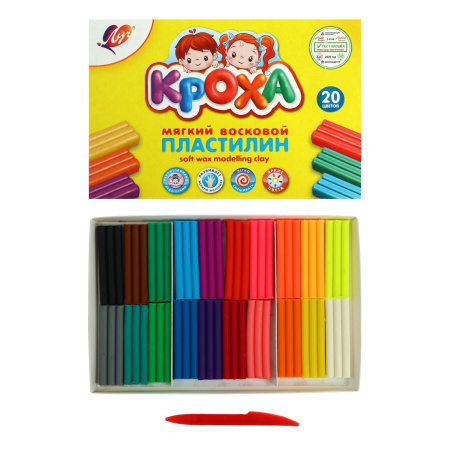 Пластилин мягкий Кроха 20 цв. 300гр пенал+стек