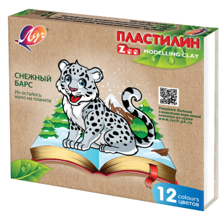 Пластилин ZOO 12цв 180гр без стека