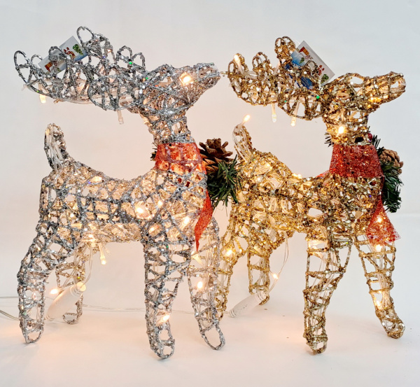 яСувенир фигура Олень (золото, серебро) 30см, свет