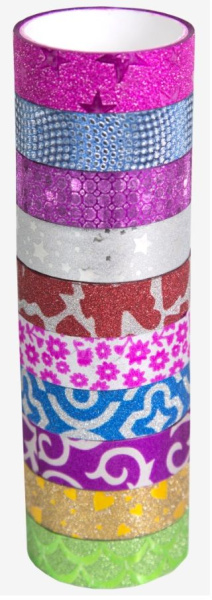 Скотч  декоративный 15мм*3,0м блестящий с рисунком