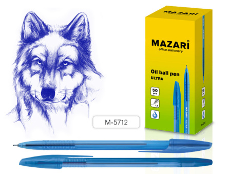Ручка шарик. Mazari Ultra масл.осн.,игол.након 1,0мм синяя