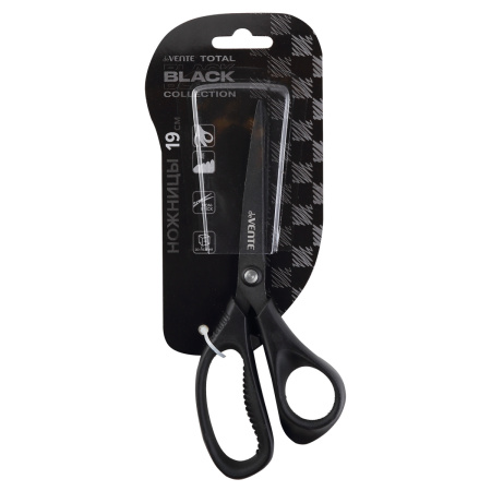 Ножницы 190мм Total Black, черн. прорез. ручки, 3D лезвия, тефлон