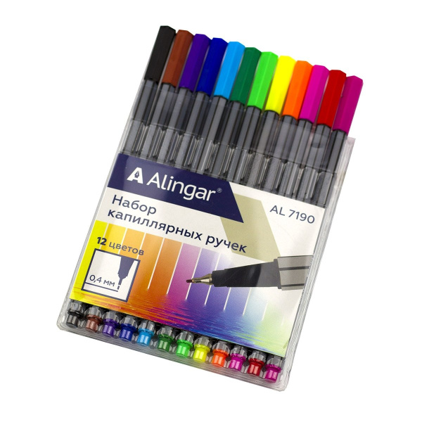 Ручка капиллярная набор 12цв 0,4мм