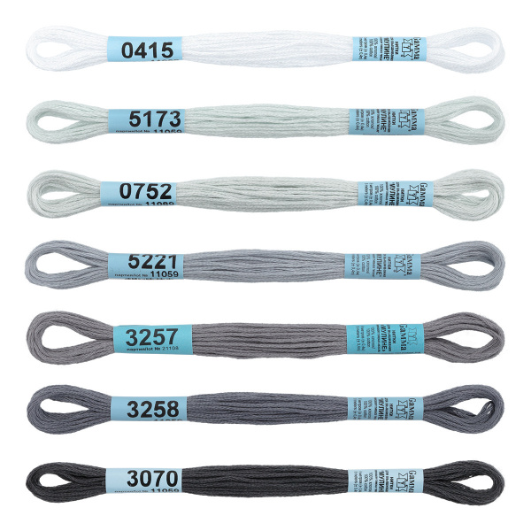 Нитки для вышивания Мулине 8цв*8м Classic (чёрн, белый)