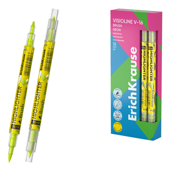 Маркер  текст двусторонний жёлтый Visioline V-16 Zoom Neon АКЦИЯ