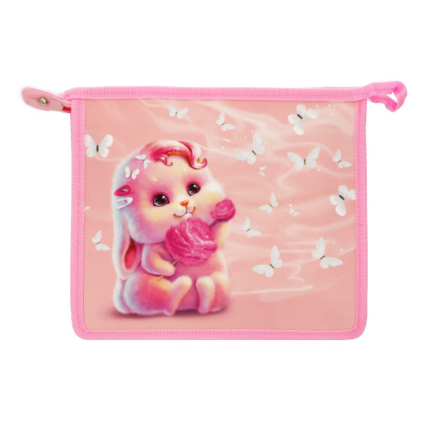 Папка д/тетр  А5  на молнии  Розовый зайка