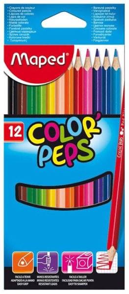 Карандаши .Трехгранные 12цв. ColorPeps, карт.уп